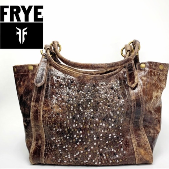 Frye Handbags - FRYE Deborah Studded Distressed Leather Tote Bag